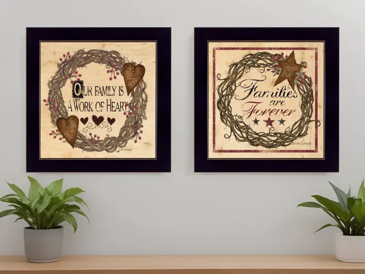 Set Of Two Family Wisdom II Black Framed Print Wall Art