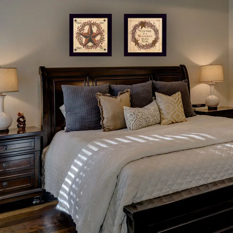 Set Of Two Together is a wonderful Place Black Framed Print Wall Art