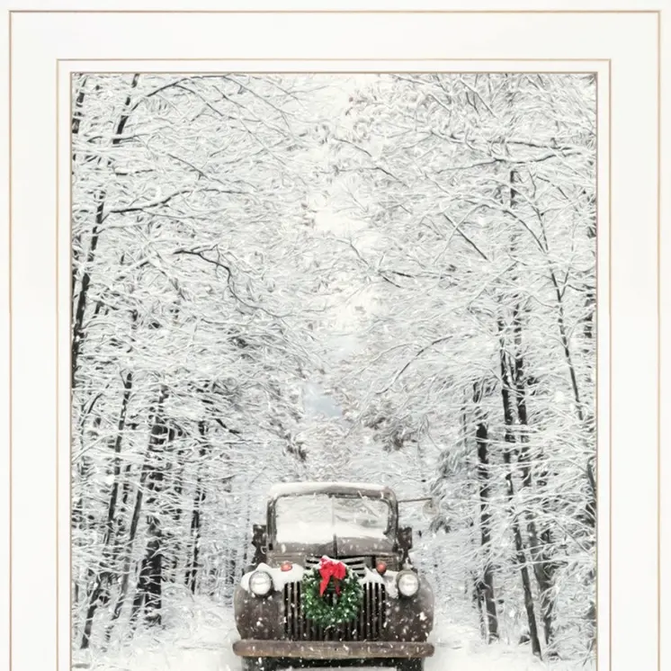 Set Of Two Antique Christmas 1 White Framed Print Wall Art