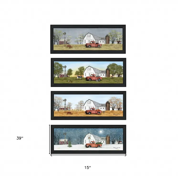 Set Of Four Billy Jacobs Four Seasons Collection VII 2 Black Framed Print Wall Art