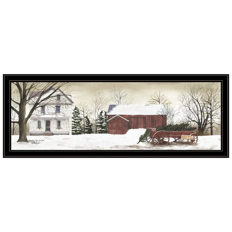 Christmas Trees for Sale Black Grooved Frame Wall Art
