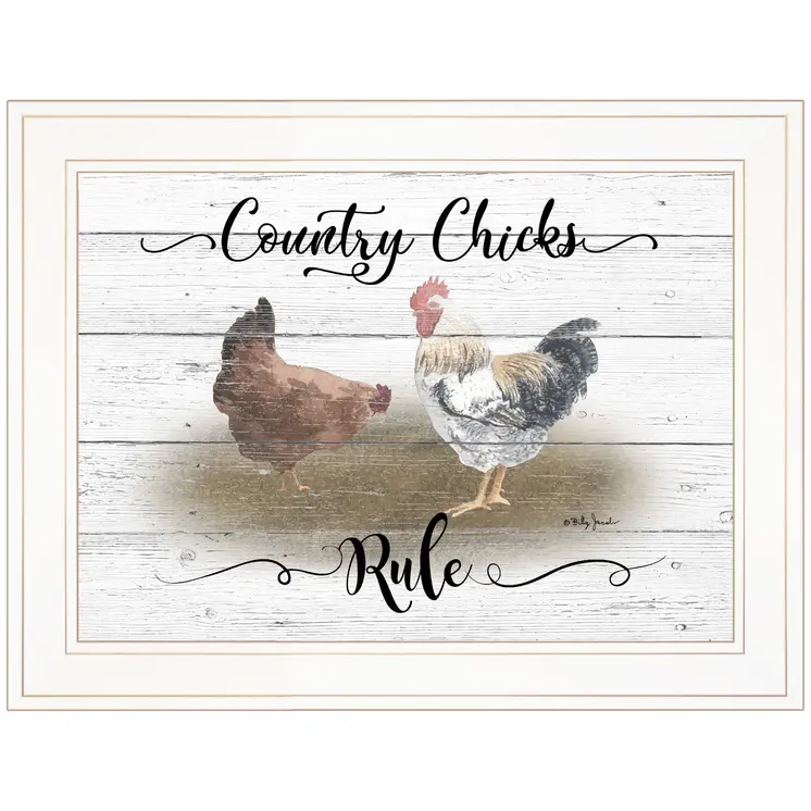 Country Chicks Rule 2 White Framed Print Wall Art