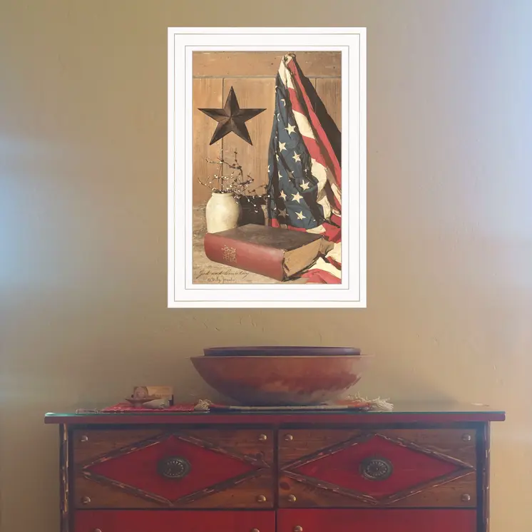 God and Country 1 White Framed Print Wall Art