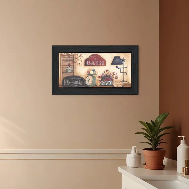 Country Bath 9 Black Framed Print Bathroom Wall Art