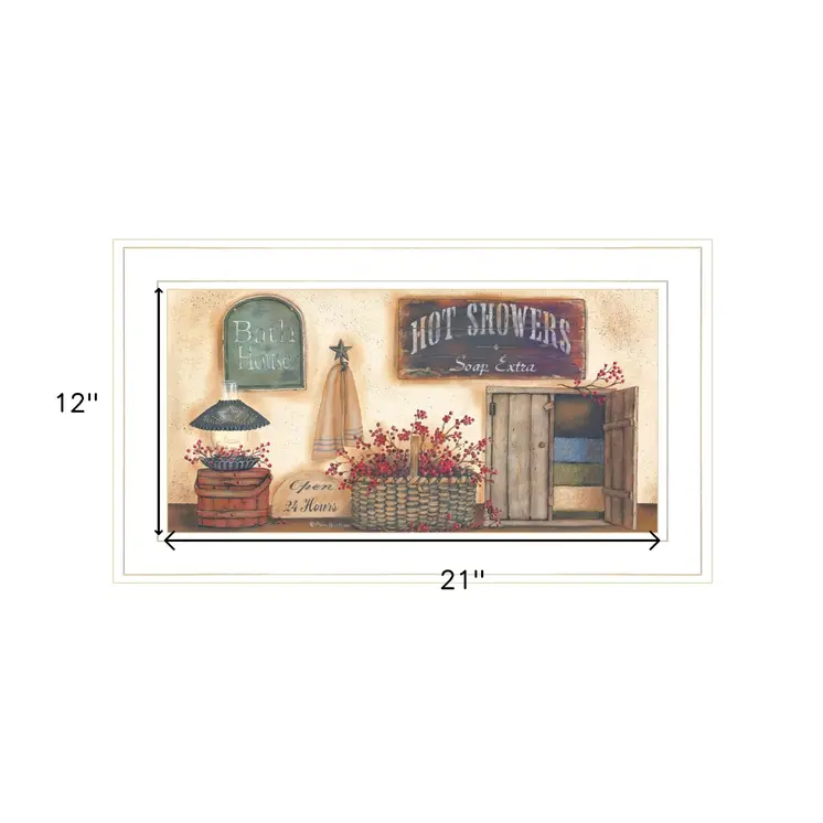 Bath House Collection 1 White Framed Print Bathroom Wall Art