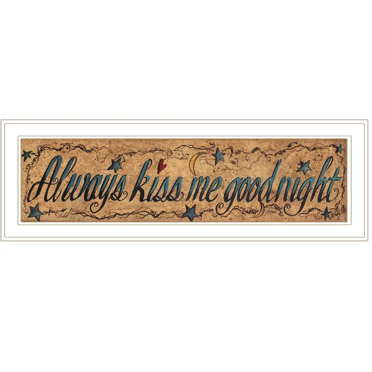Always Kiss Me Goodnight 2 White Framed Print Wall Art