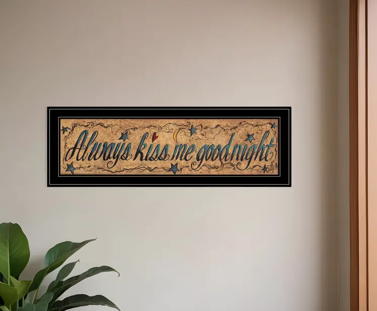 Always Kiss Me Goodnight 3 Black Framed Print Wall Art