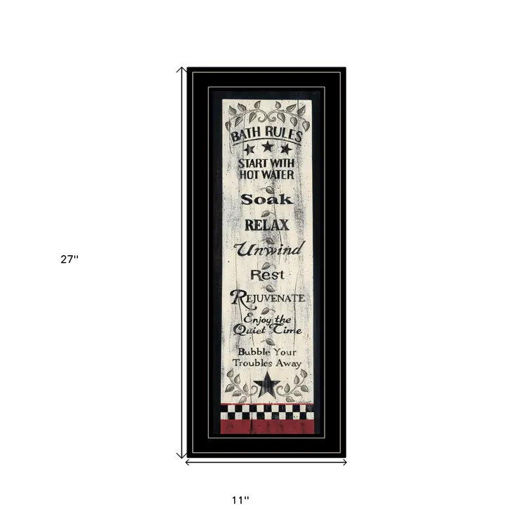 Bath Rules 5 Black Framed Print Bathroom Wall Art