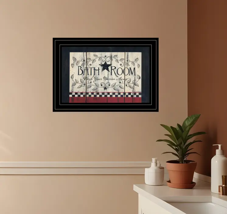 Bathroom 3 Black Framed Print Bathroom Wall Art