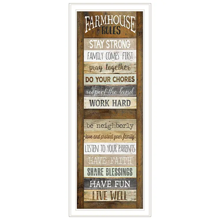 Farmhouse Rules 2 White Framed Print Wall Art
