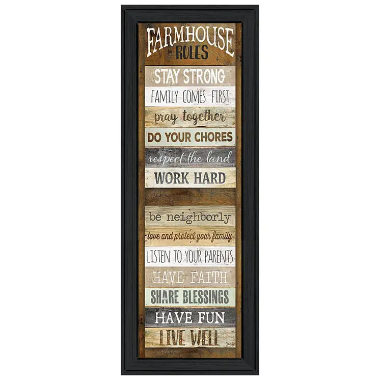 Farmhouse Rules 3 Black Framed Print Wall Art
