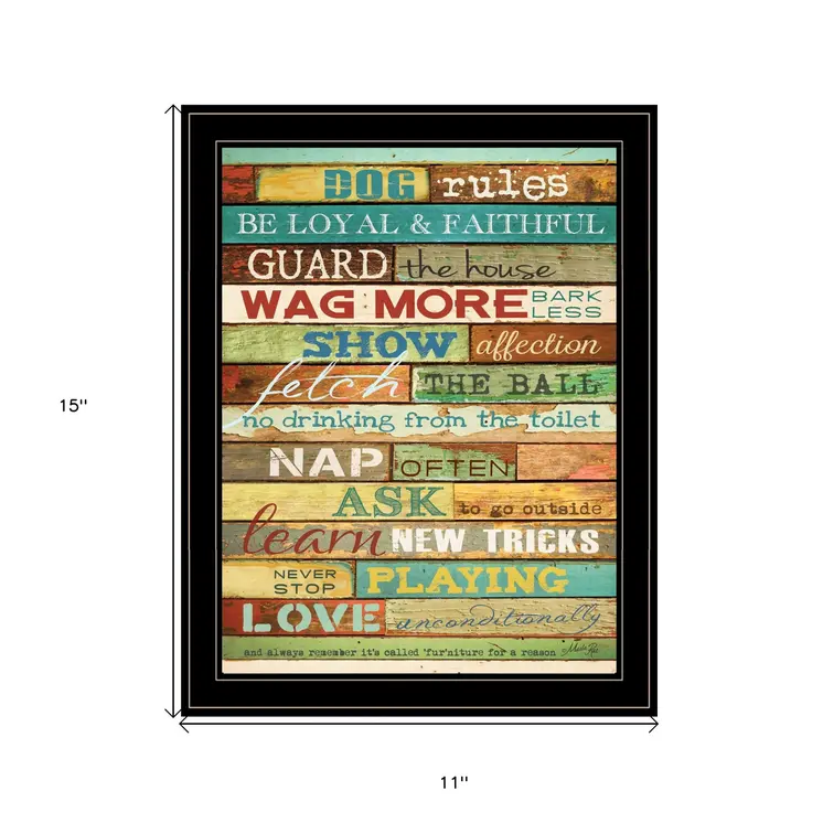 Dog Rules 7 Black Framed Print Wall Art