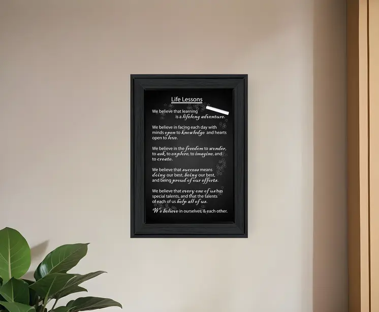 Life Lessons 1 Black Framed Print Wall Art