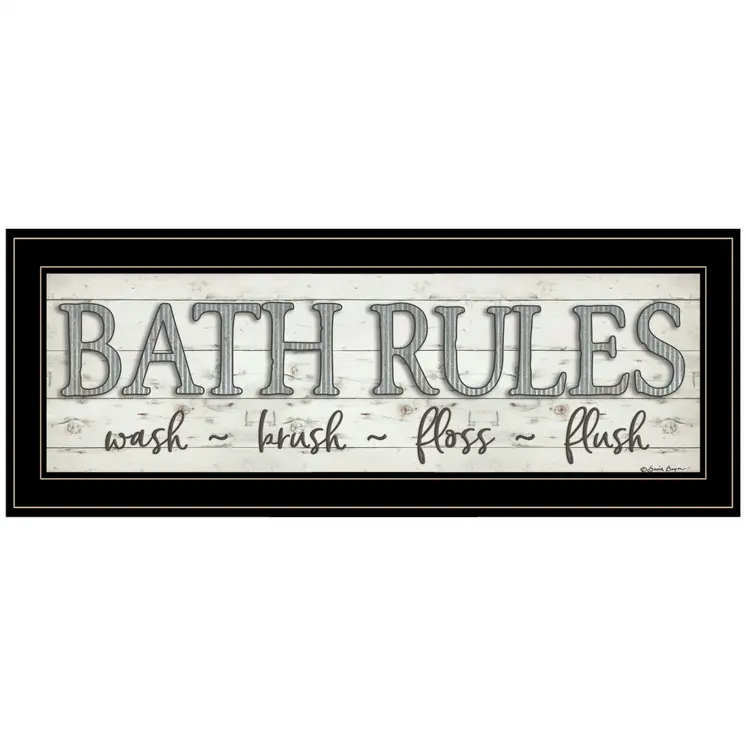 Bath Rules 2 Black Framed Print Bathroom Wall Art