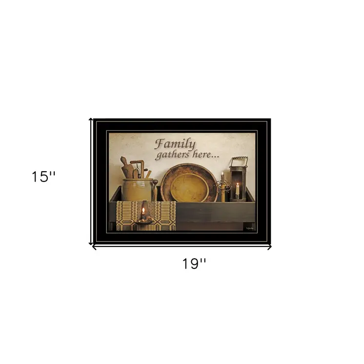 Family Gather Here 3 Black Framed Print Kitchen Wall Art