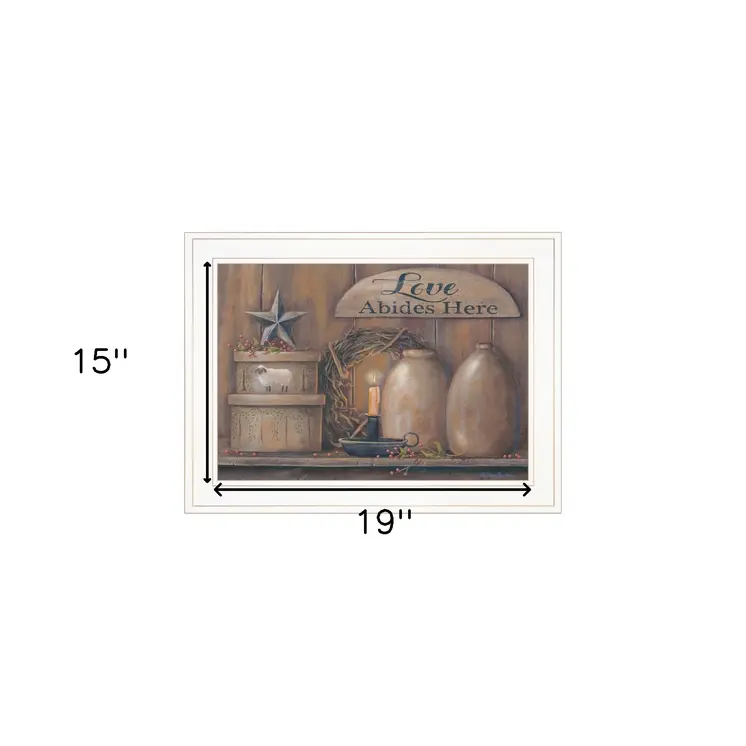 Love Abides Here Shelf 2 White Framed Print Wall Art