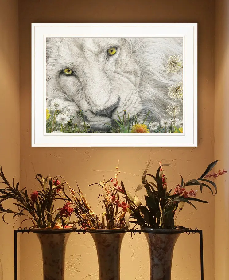 Dandy Lion 2 White Framed Print Wall Art