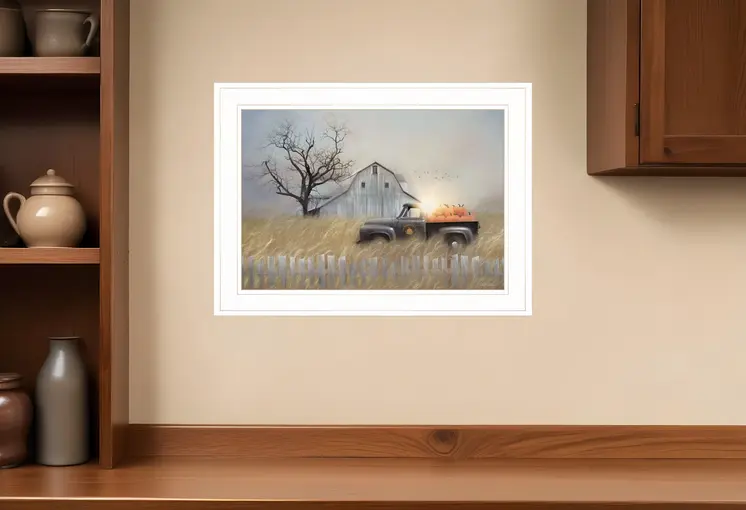 Fall Pumpkin Harvest 2 White Framed Print Kitchen Wall Art