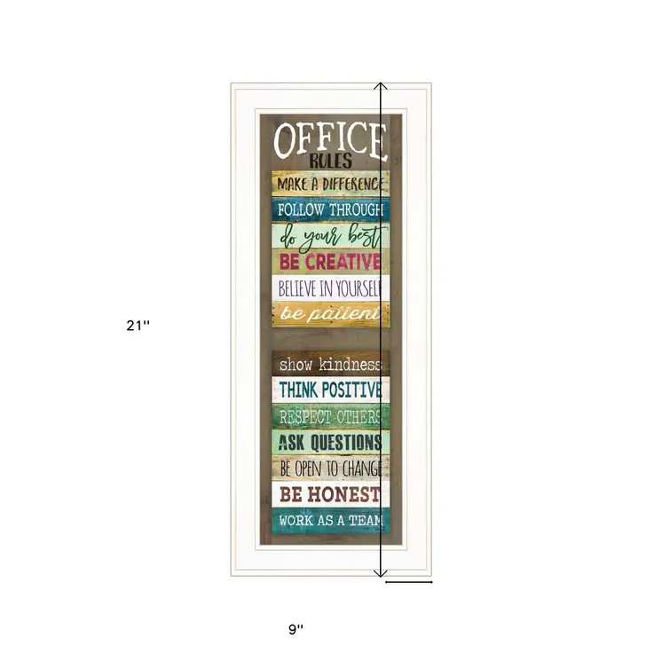 Office Rules 1 White Framed Print Wall Art
