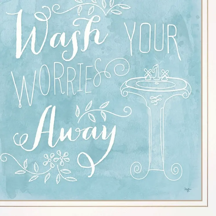 Set Of Three Wash 3 White Framed Print Bathroom Wall Art