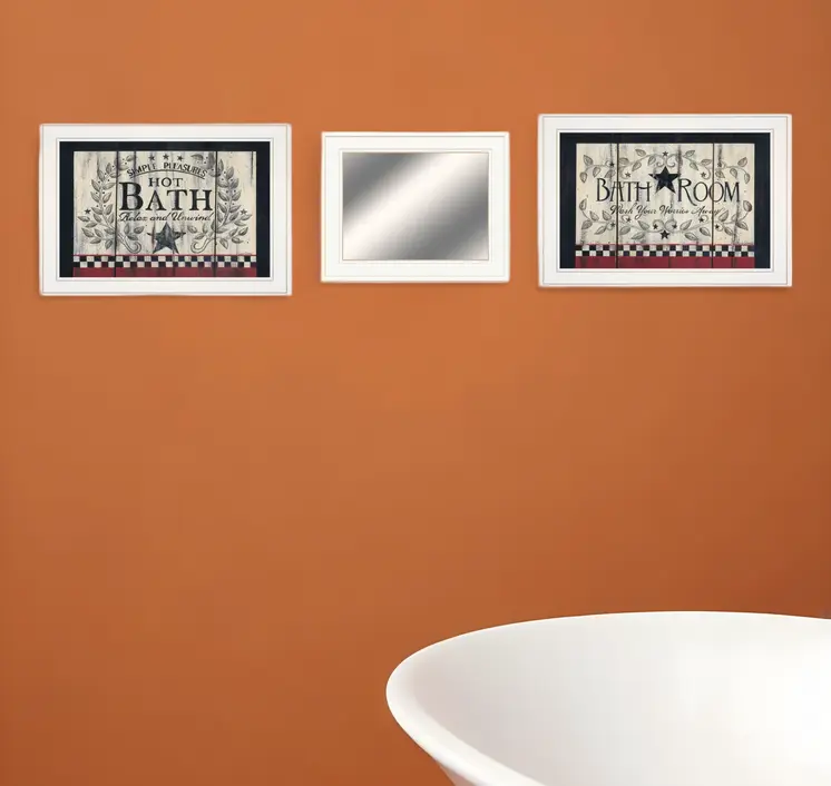 Set Of Three Hot Bath 11 White Framed Print Bathroom Wall Art