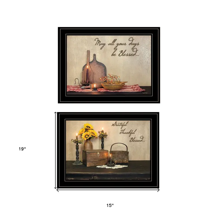 Set Of Two Twice Blessed 2 Black Framed Print Wall Art