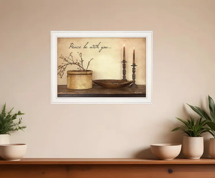 Peace Be with You 4 White Framed Print Wall Art