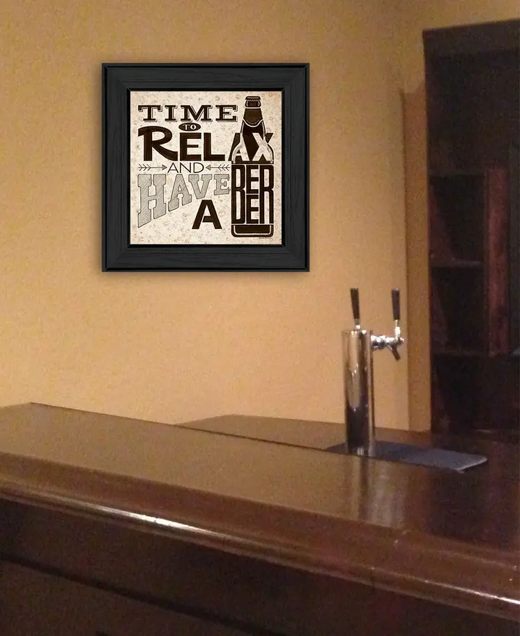 BeerTime to Relax Black Framed Print Wall Art