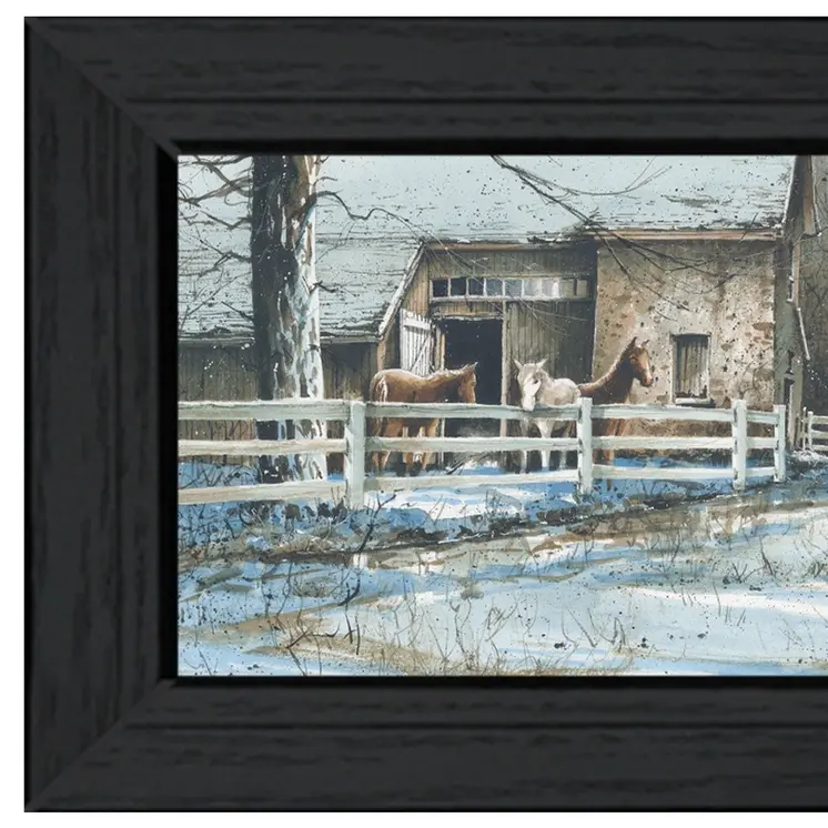 Evening on the Farm Black Framed Print Wall Art