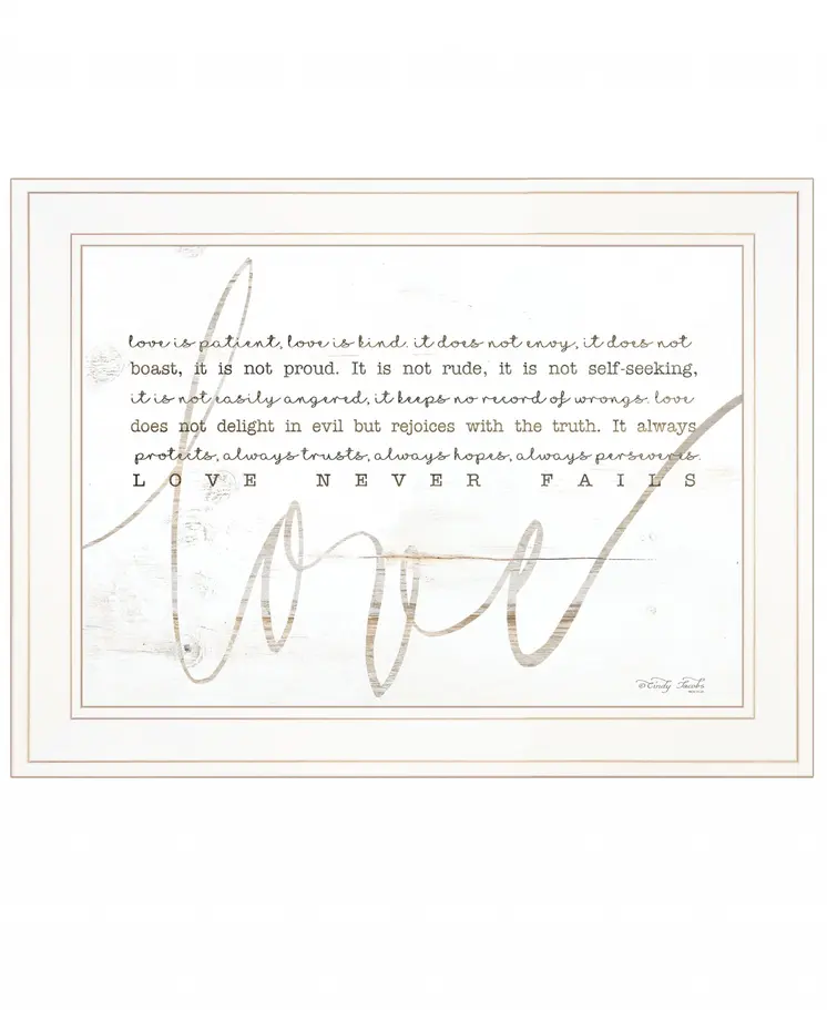 Love Never Fails 2 White Framed Print Wall Art