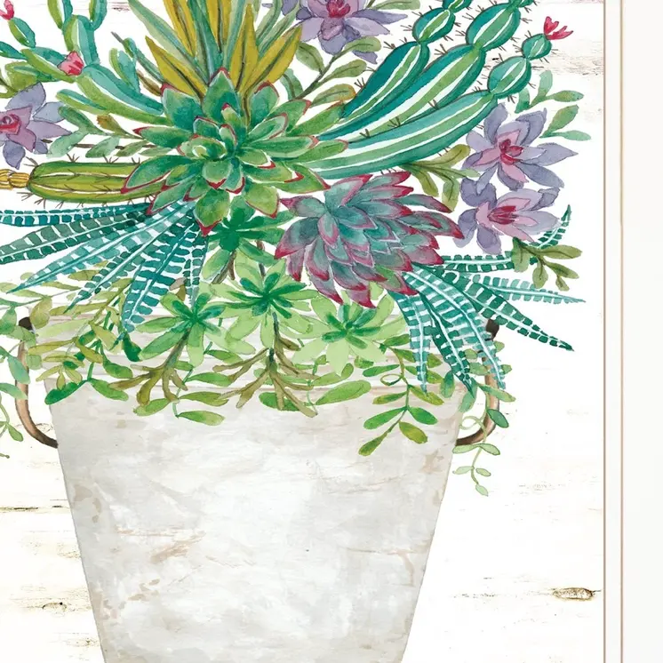 Believe Succulents White Framed Print Wall Art