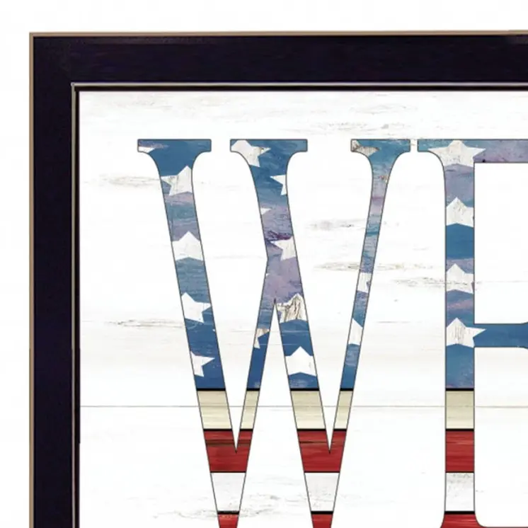 Patriotic Welcome Sign Black Framed Print Wall Art