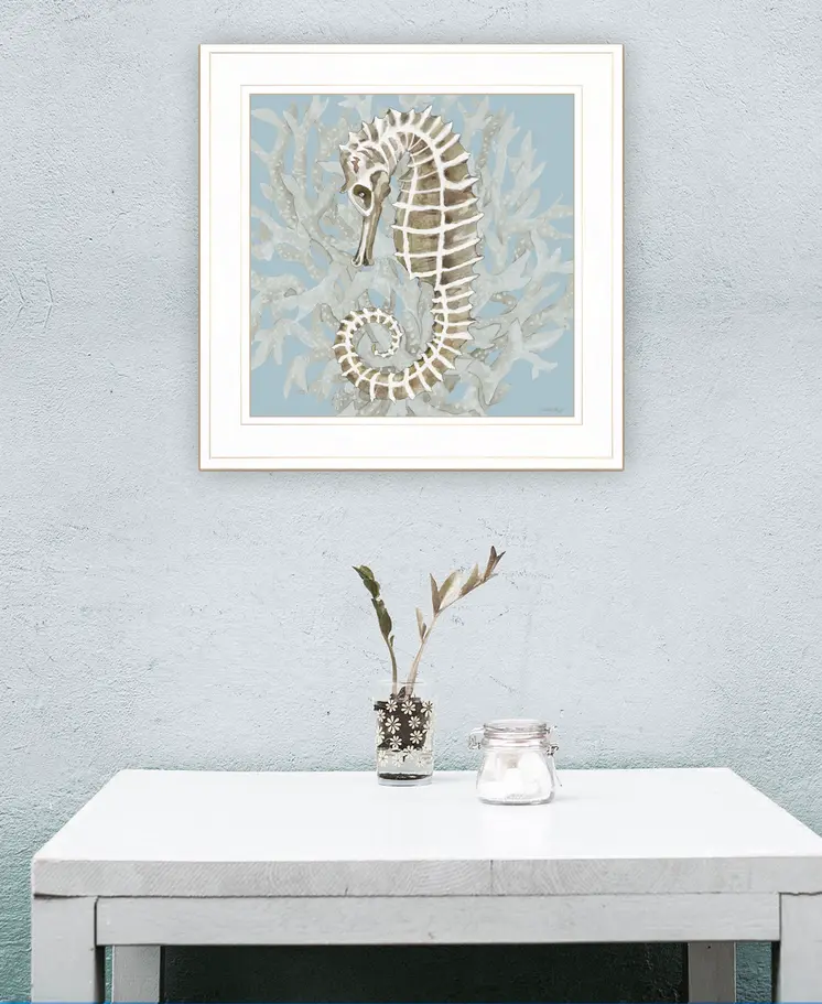 Coral Seahorse II 2 White Framed Print Wall Art