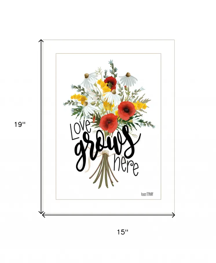 Love Grows Here 2 White Framed Print Wall Art