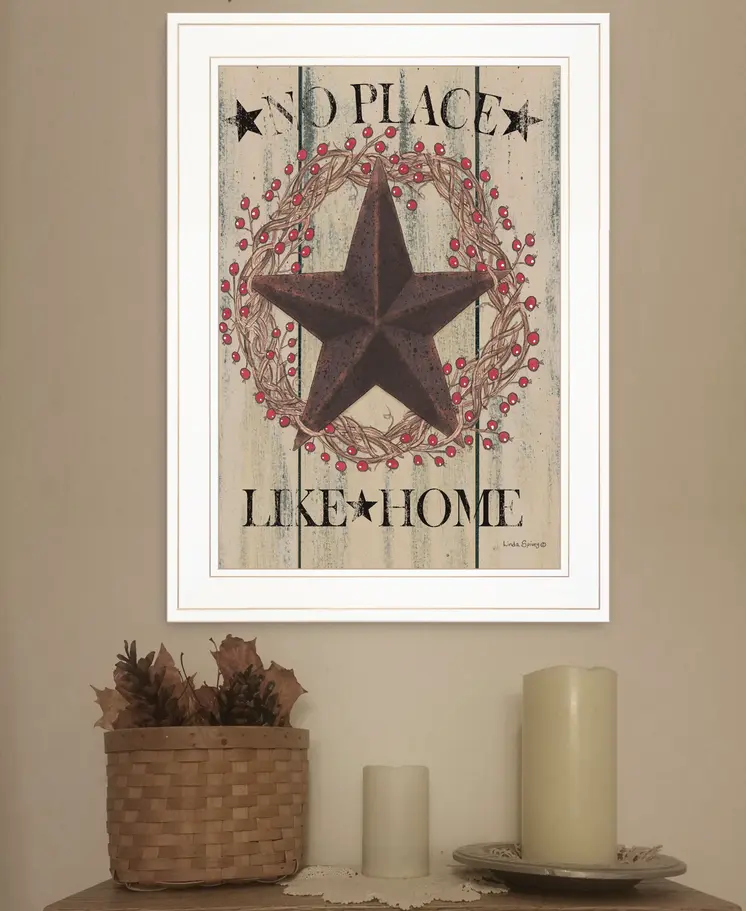 No Place Like Home Wreath 1 White Framed Print Wall Art