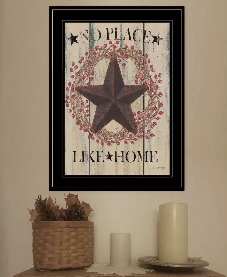 No Place Like Home Wreath 2 Black Framed Print Wall Art