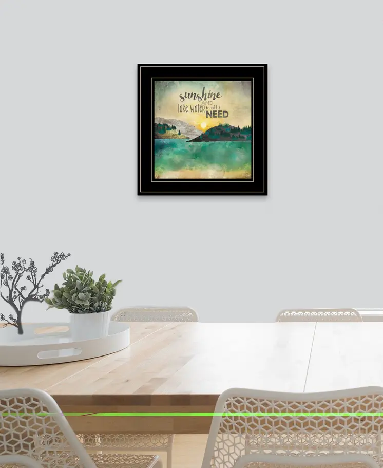 Sunshine And Lake Water 3 Black Framed Print Wall Art