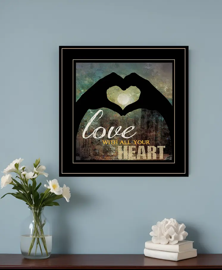 Love with all Your Heart 5 Black Framed Print Wall Art