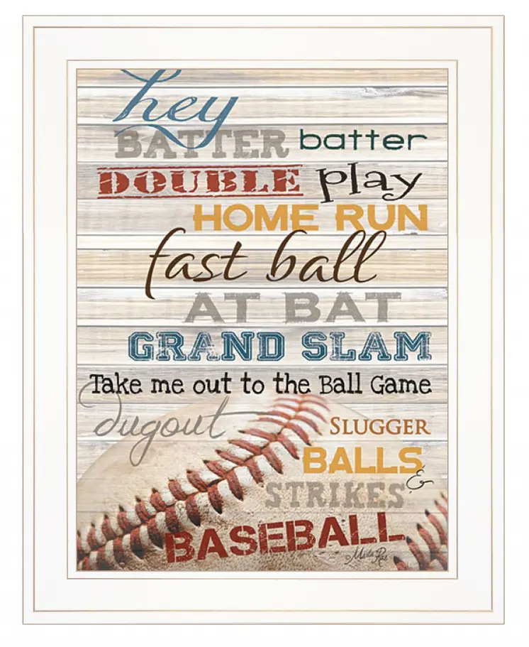 Hey Batter Batter 1 White Framed Print Wall Art
