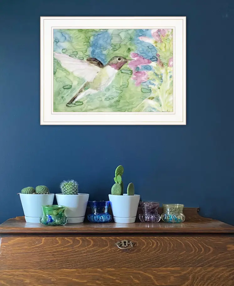 Hummingbird 1 White Framed Print Wall Art
