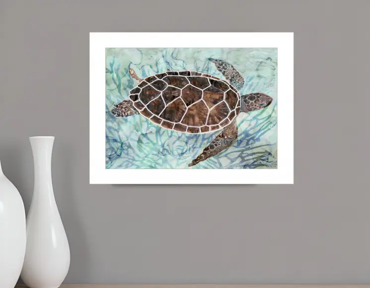 Sea Turtles Collage 1 White Framed Print Wall Art