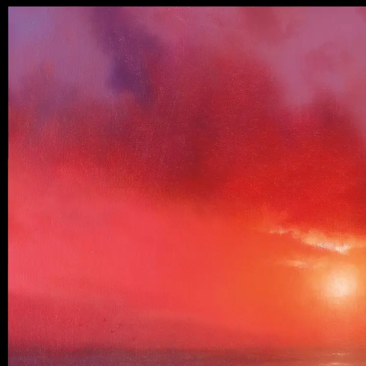 Sunset In Red 3 Black Framed Print Wall Art