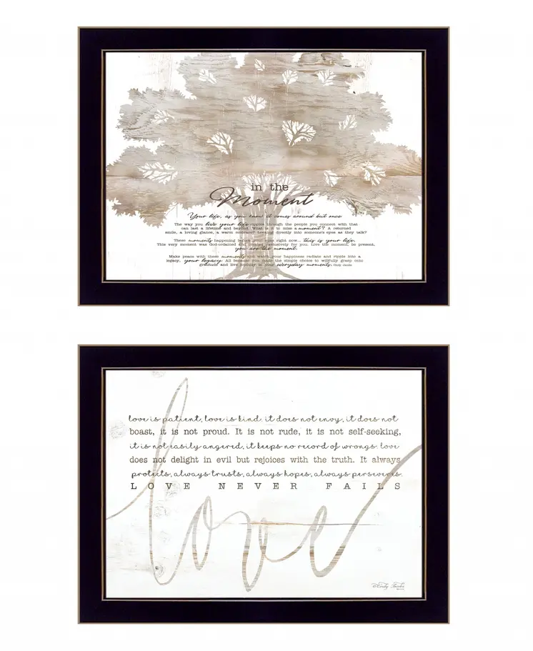 Set Of Two Love or In the Moment 2 Black Framed Print Wall Art
