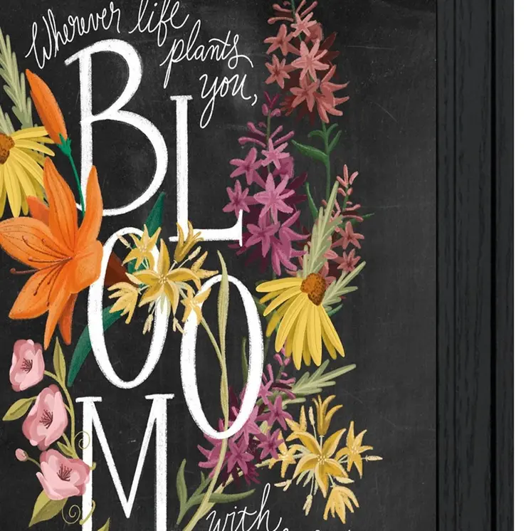 Set Of Two Love and Bloom Black Framed Print Wall Art