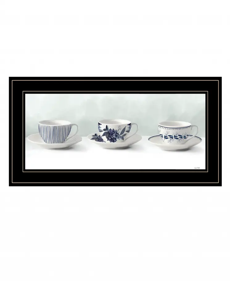 Cups and Saucers 3 Black Framed Print Wall Art