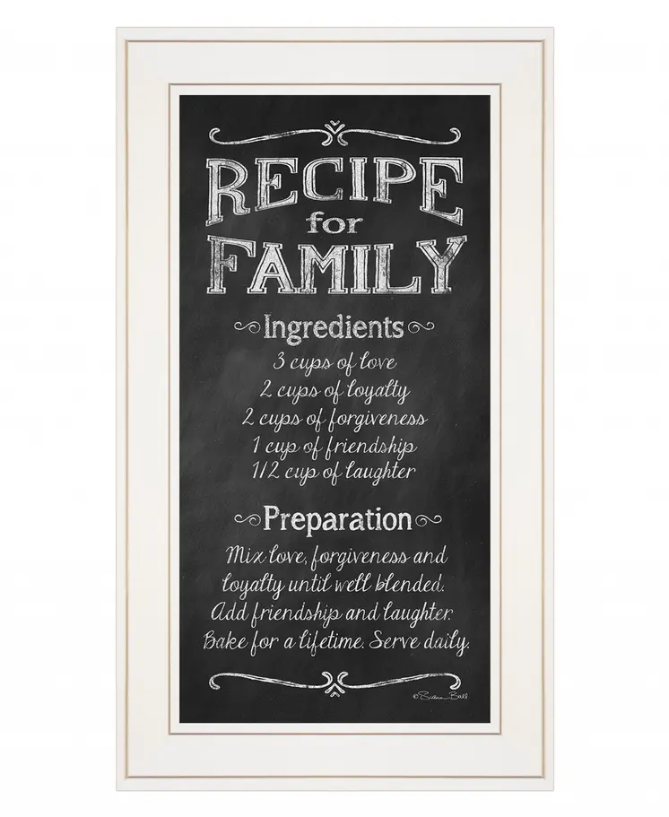Recipe for Family White Framed Print Wall Art