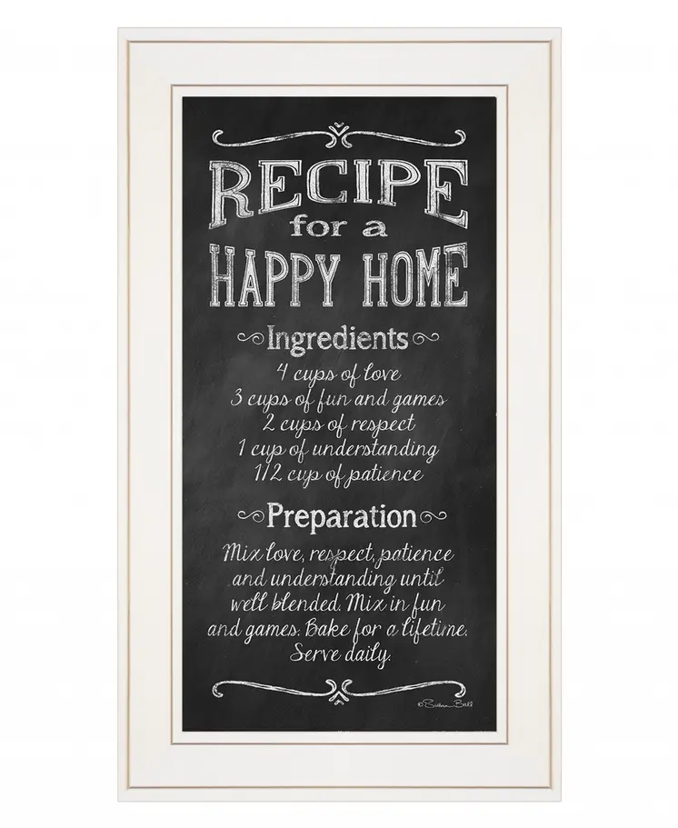 Recipe for a Happy Home 1 White Framed Print Wall Art