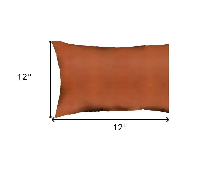 Set Of Four 12" X 12" Brown Solid Color Handmade Faux Leather Lumbar Pillows