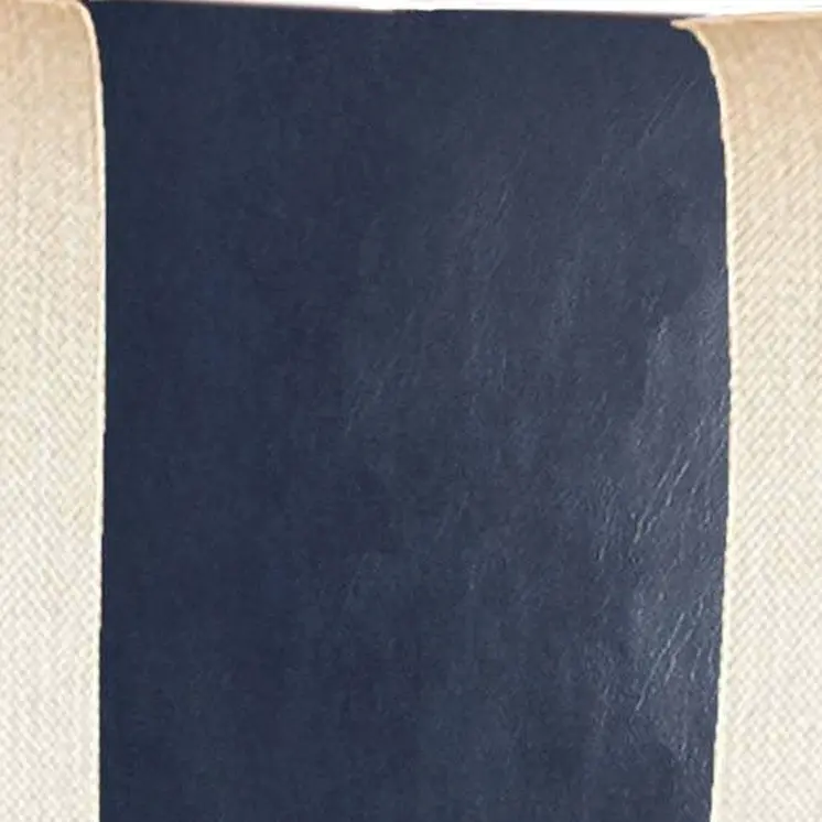 Set Of Two 12" X 20" Navy Blue and Ivory Faux Leather Zippered Pillow Cover