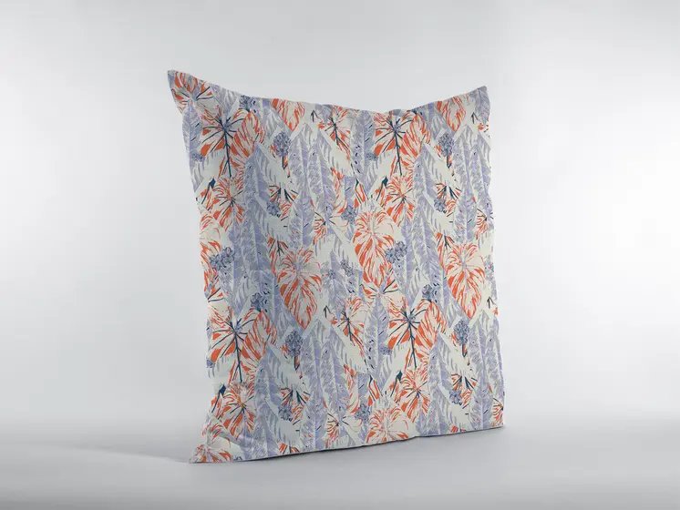 16" Orange Lavender Tropics Zippered Suede Throw Pillow